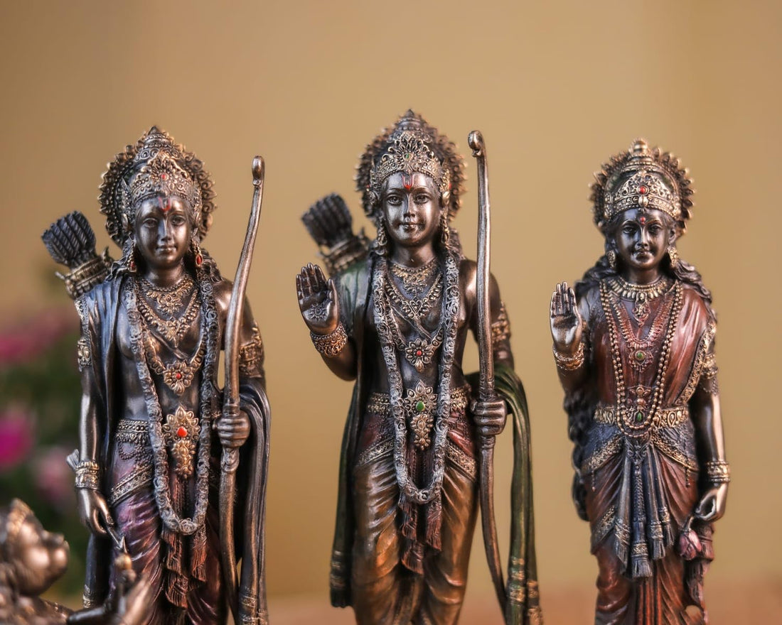 Shivaji Arts Ramdarbar Statue Bonded Bronze 20CM Medium Size Brown Color Ma Sita Lord Laxman Bhagwan Hanuman Hindu Gods Deities Pack 0f 1