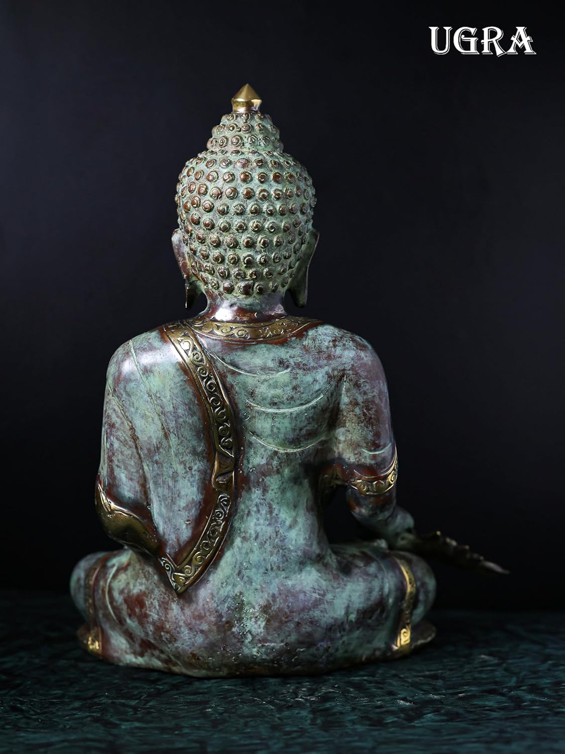 Shivaji Arts Bronze Buddha Statue – 34 CM Abhaya Mudra Buddha Idol for Meditation, Temple Altar, and Yoga Studio Decor | Antique Fearless Shakyamuni Buddha Sculpture