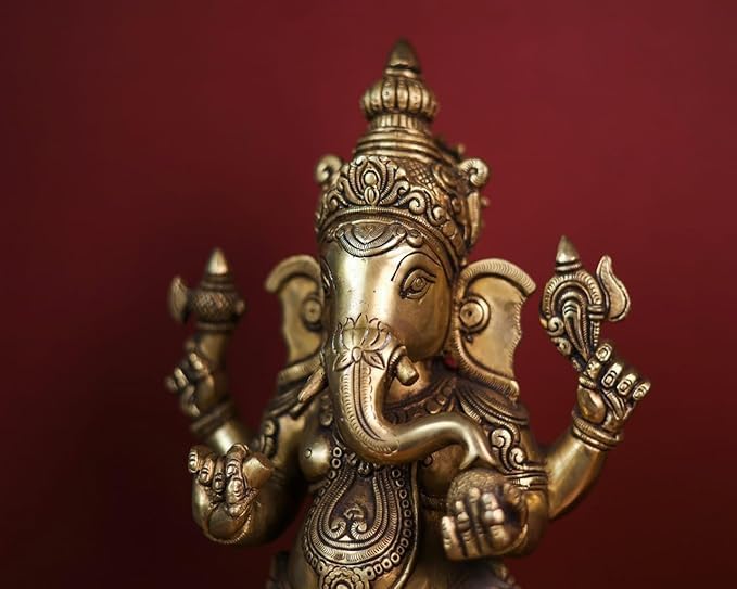 Shivaji Arts Brass Lakshmi Ganesh Saraswati Statue - 36 CM Intricately Crafted Sculpture for New Beginnings,Wealth, Prosperity, Knowledge, Wisdom | Diwali Puja Gift | Housewarming Gift | Maa Sarswati Idol