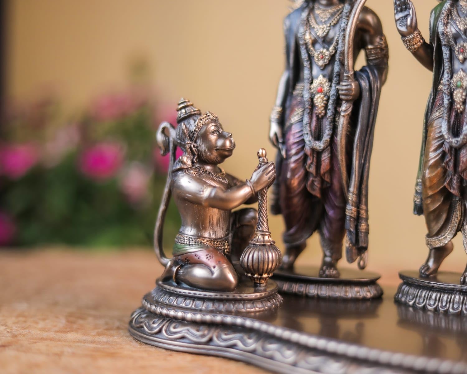 Shivaji Arts Ramdarbar Statue Bonded Bronze 20CM Medium Size Brown Color Ma Sita Lord Laxman Bhagwan Hanuman Hindu Gods Deities Pack 0f 1