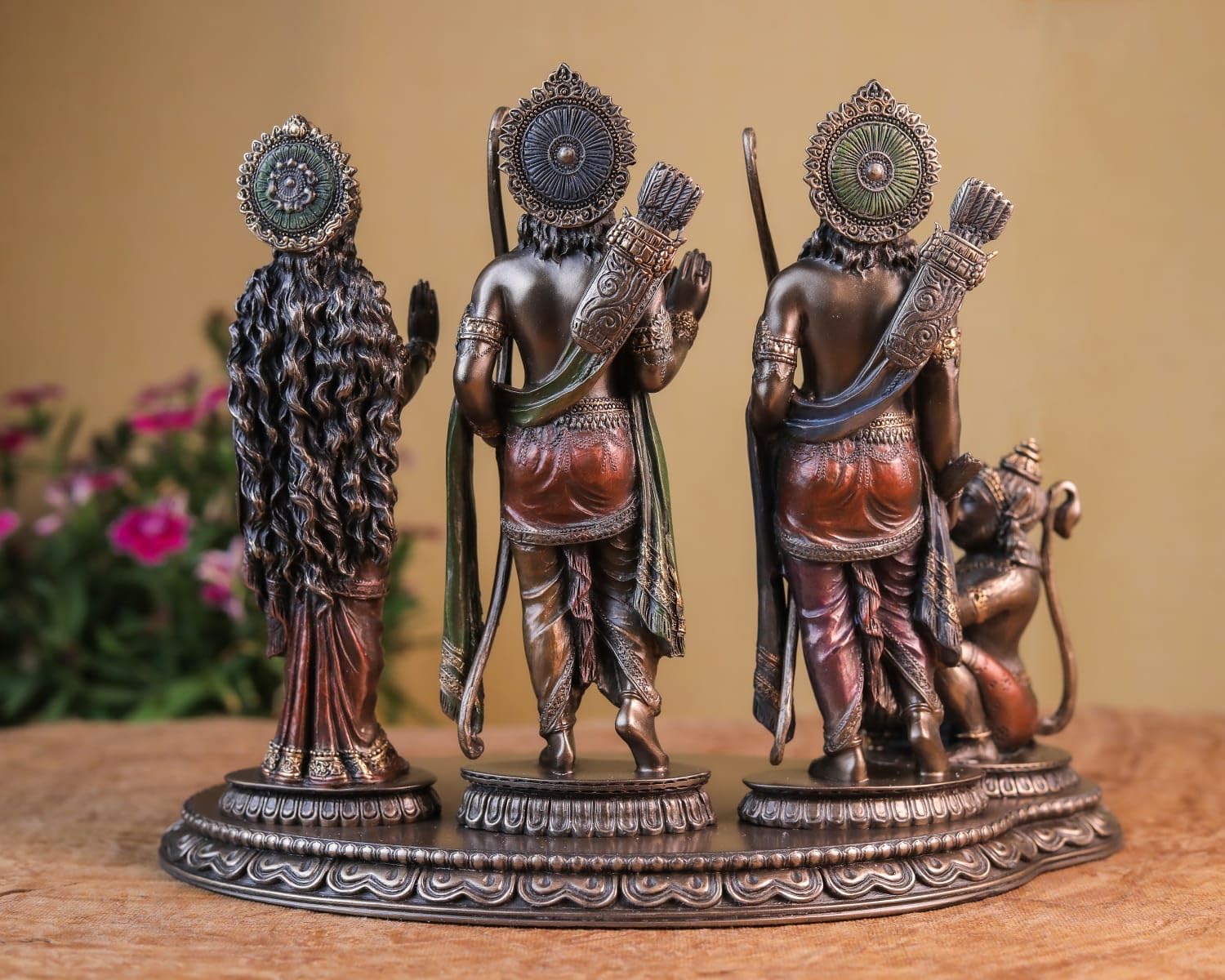 Shivaji Arts Ramdarbar Statue Bonded Bronze 20CM Medium Size Brown Color Ma Sita Lord Laxman Bhagwan Hanuman Hindu Gods Deities Pack 0f 1