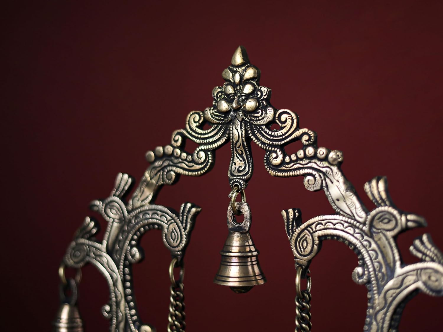 Shivaji Arts Brass Swinging Ganesh Statue with 3 Diya Large, 36 cm Big Size Brass Ganesh Statue on Swing, Brass Swinging Ganesha Statue Large, Brass Jhula Ganesha