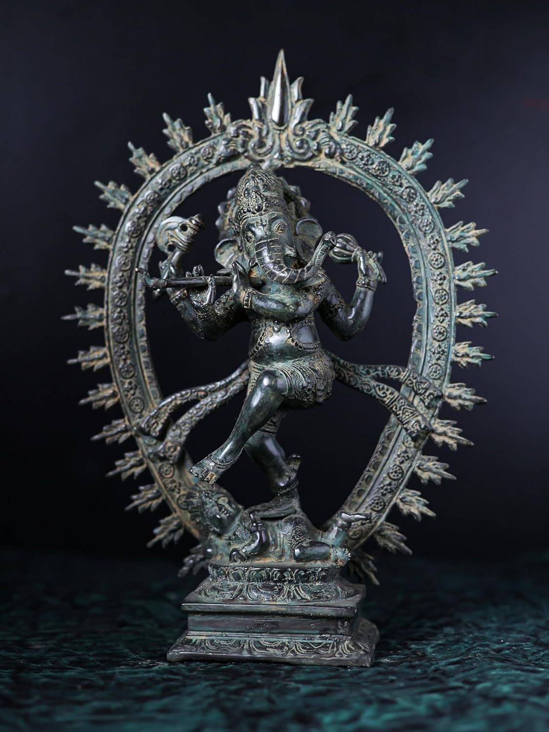 Shivaji Arts 32 CM Dancing Ganesha Idol – Antique Bronze Ganesh Statue for New Beginnings and Housewarming Gifts