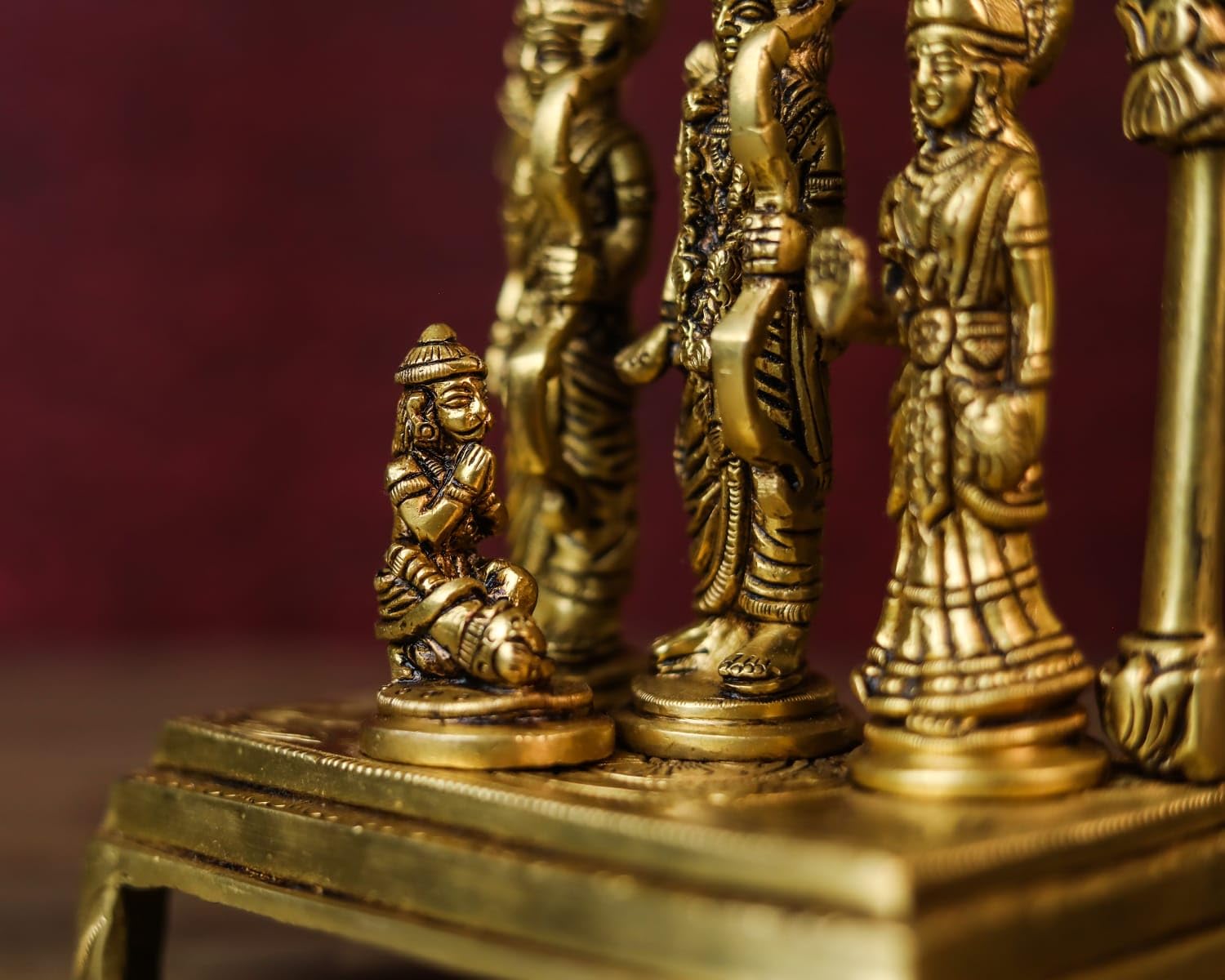 Shivaji Arts Ramdarbar Statue Brass 24CM Medium Size Gold Color Ma Sita Lord Laxman Bhagwan Hanuman Hindu Gods Deities Pack 0f 1