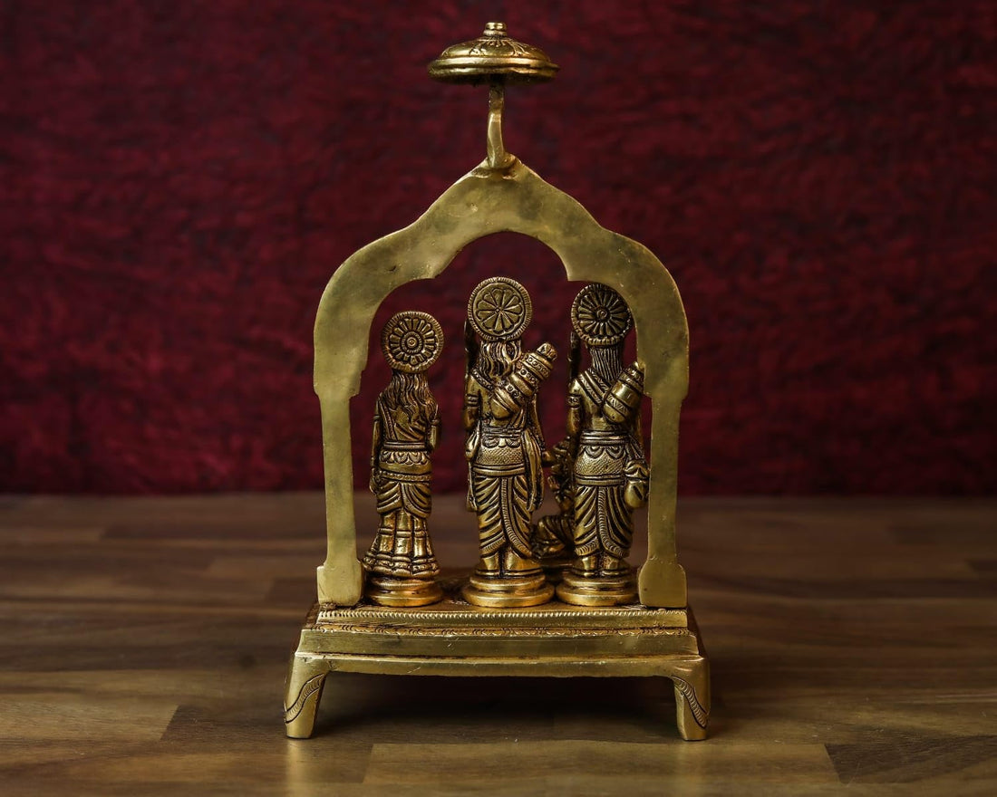 Shivaji Arts Ramdarbar Statue Brass 24CM Medium Size Gold Color Ma Sita Lord Laxman Bhagwan Hanuman Hindu Gods Deities Pack 0f 1