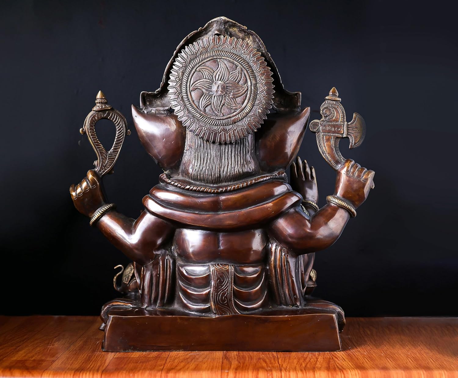 Brass Ganesha Statue - 46CM Large Ganesh Idol - Traditional Ganesh Murti Showpiece for Home Decor and Gifts Ganapathi Idol, Ashtavinayaka, Good Luck Gift for New Beginnings, Housewarming Gift