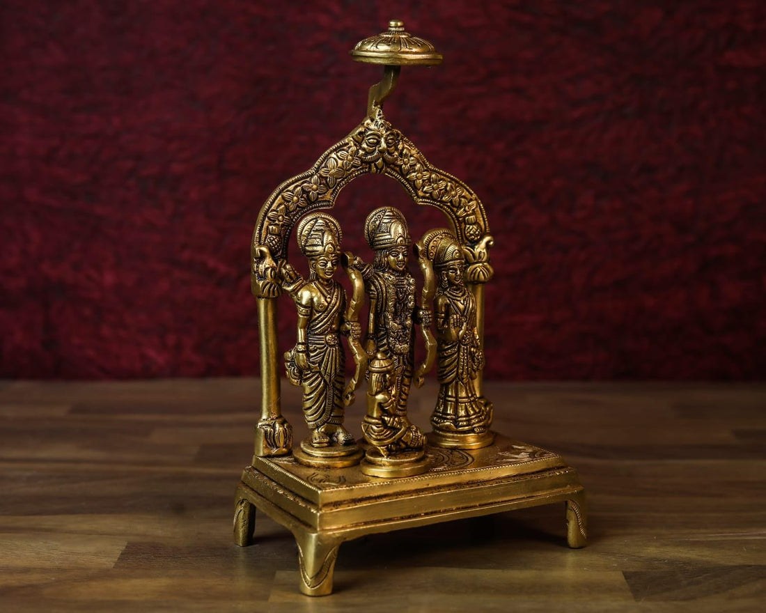 Shivaji Arts Ramdarbar Statue Brass 24CM Medium Size Gold Color Ma Sita Lord Laxman Bhagwan Hanuman Hindu Gods Deities Pack 0f 1