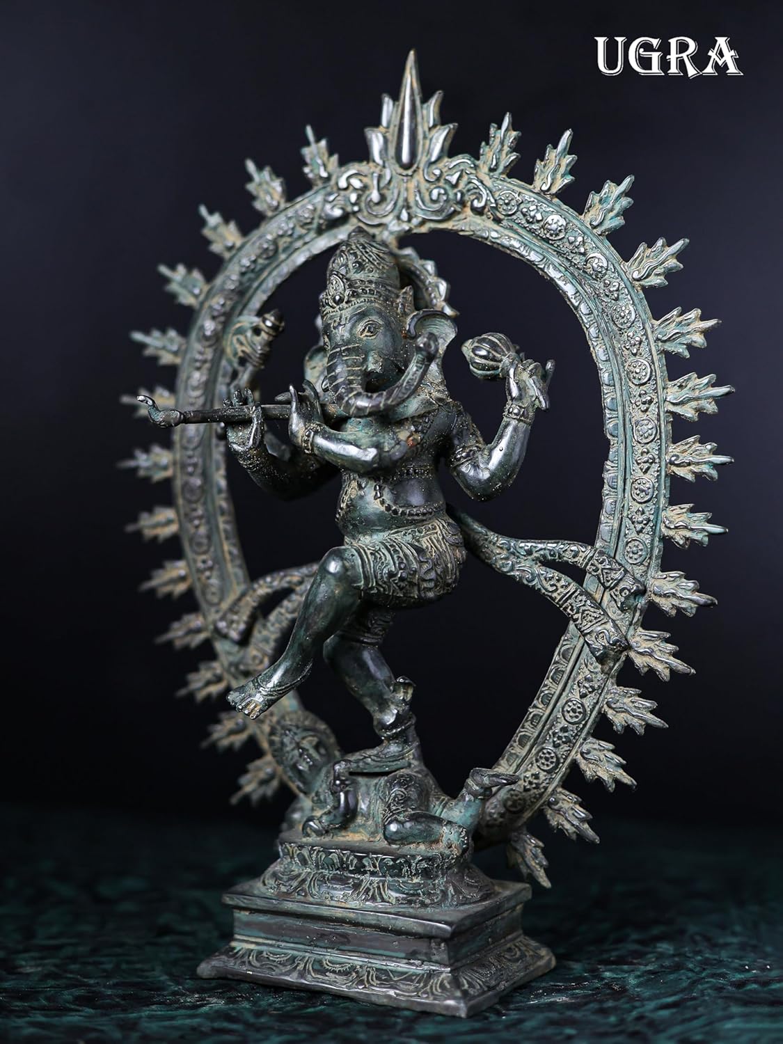 Shivaji Arts 32 CM Dancing Ganesha Idol – Antique Bronze Ganesh Statue for New Beginnings and Housewarming Gifts