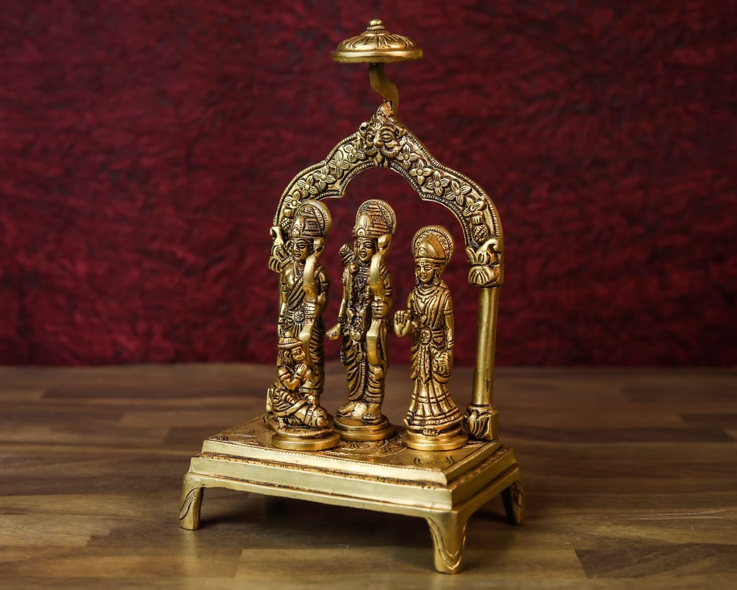 Shivaji Arts Ramdarbar Statue Brass 24CM Medium Size Gold Color Ma Sita Lord Laxman Bhagwan Hanuman Hindu Gods Deities Pack 0f 1