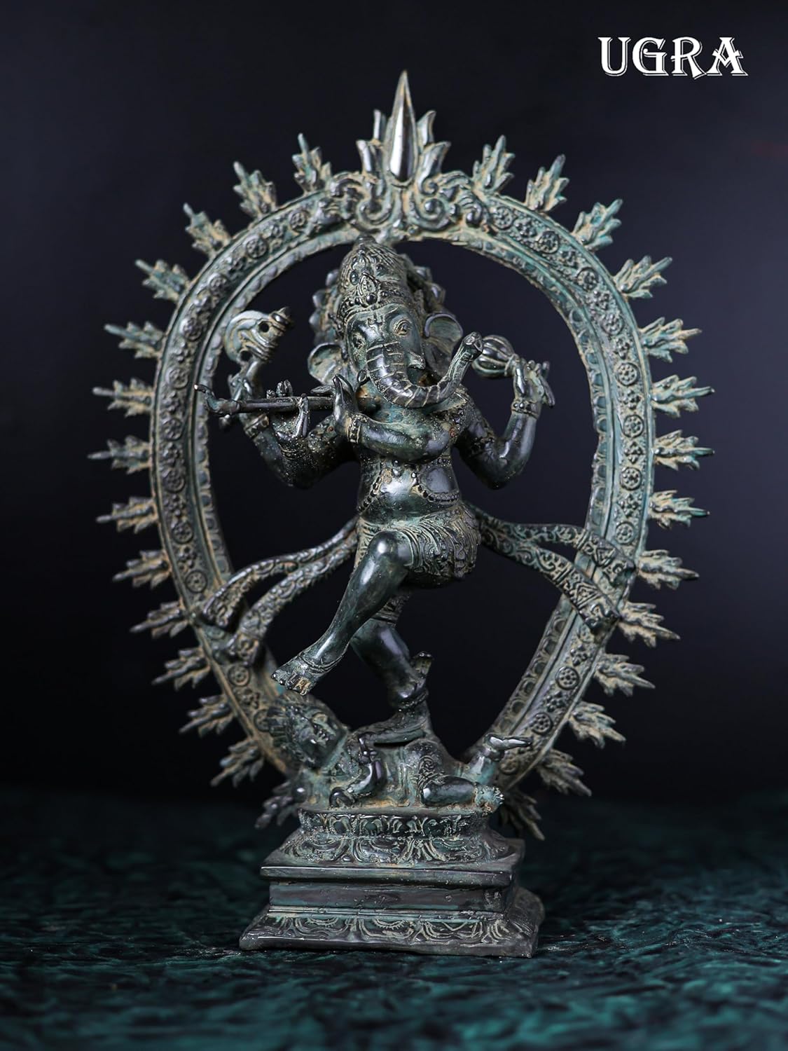 Shivaji Arts 32 CM Dancing Ganesha Idol – Antique Bronze Ganesh Statue for New Beginnings and Housewarming Gifts