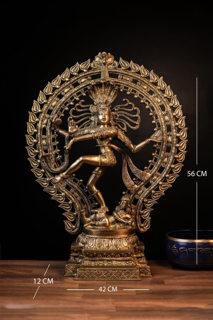 Shivaji Arts Dancing Shiva Nataraja Statue Large, Dancing Shiva Natraj Statue, 56 cm Big Size Brass Lord Shiva Natraja Sculpture, Shiv Nataraj Figurine.