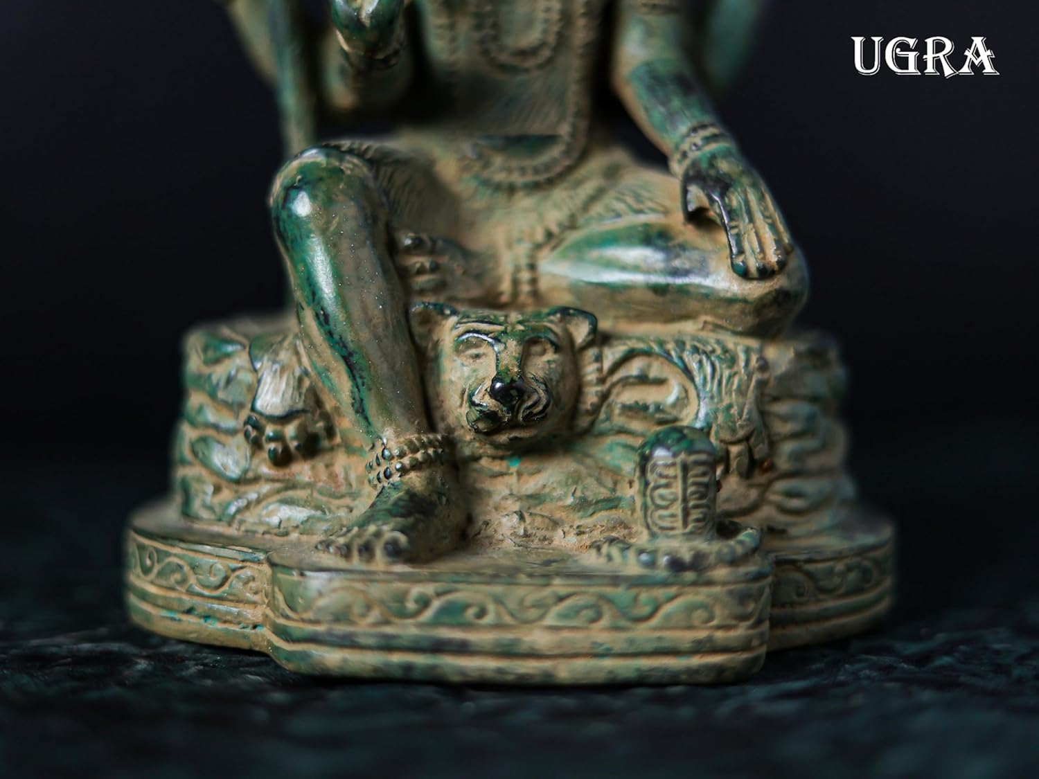 Shivaji Arts Bronze Shiva Statue – 20 cm Green Antique Finish Lord Shiva with Trishul for Home Decor and Pooja