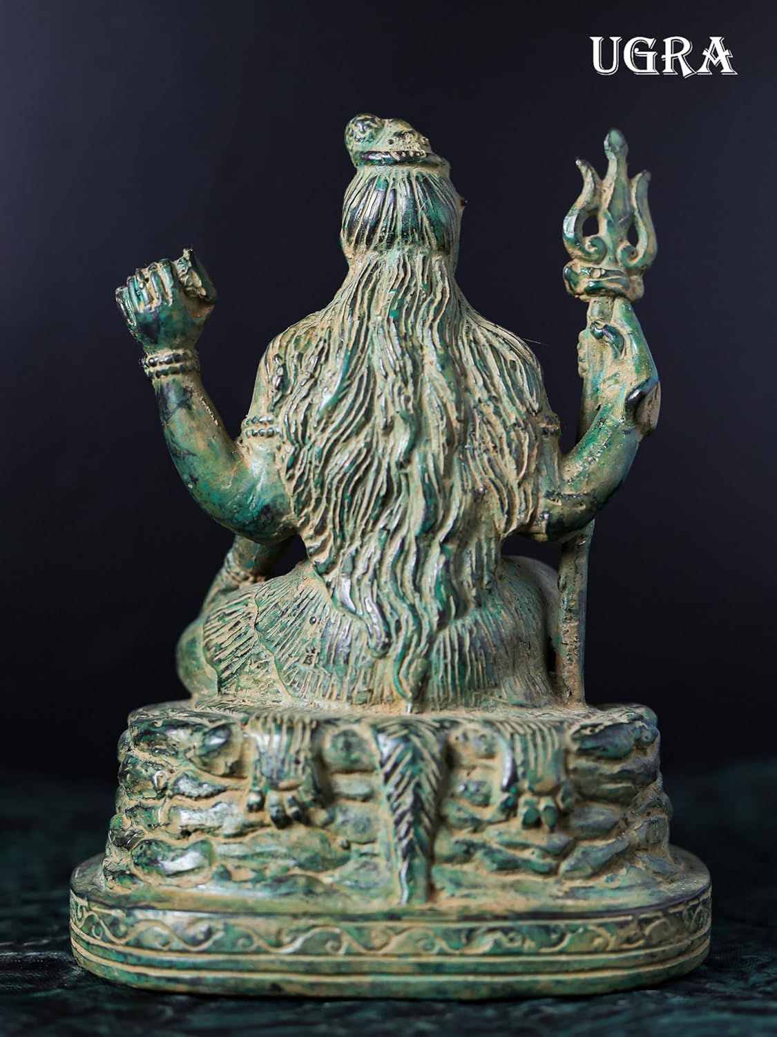 Shivaji Arts Bronze Shiva Statue – 20 cm Green Antique Finish Lord Shiva with Trishul for Home Decor and Pooja