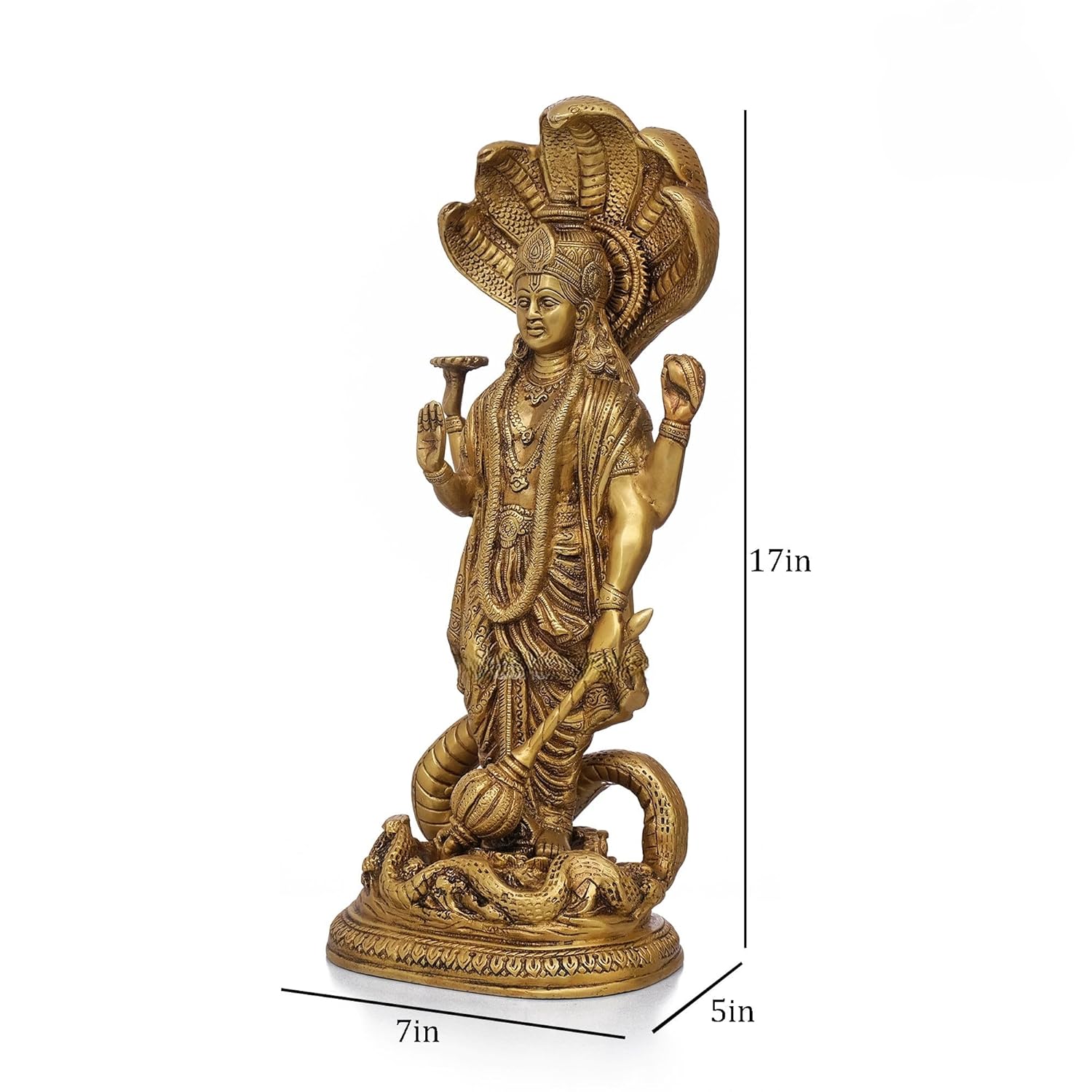 Shivaji Arts Lord Vishnu Statue, 17 Inch Brass Standing Vishnu Idol, Hindu God Vishnu Figure, Vishnu Bhagwan ki Murti, Narayana Statue