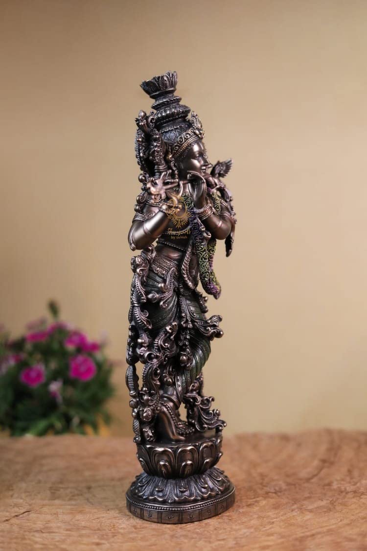 Krishna Statue Bonded Bronze 15 Inch