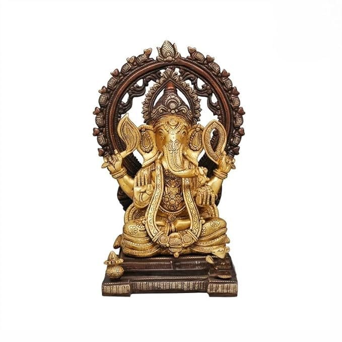 Shivaji Arts Brass Ganesha Statue Large 33 CM, Large Ganesh for Home, Ganesh for Temple, Brass Ganesh Statue, Hindu God Statue, House Warming Gift | Remover of Obstacles | Ganapati | Siddhivinayak