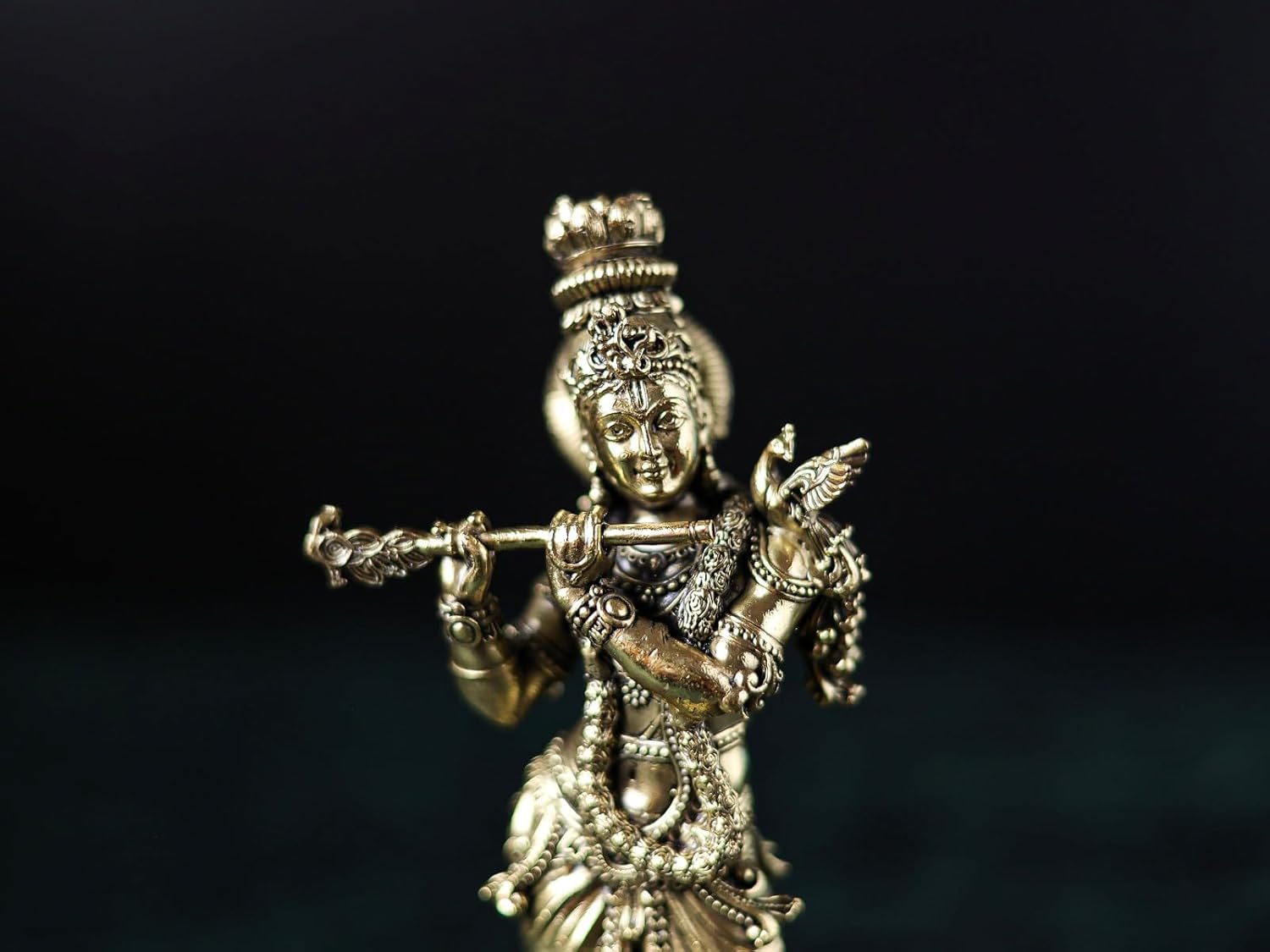 Lord Krishna Statue Brass 25CM Krishna Bhagavan Idol for Home Temple Decor and Hindu Marriage Gift