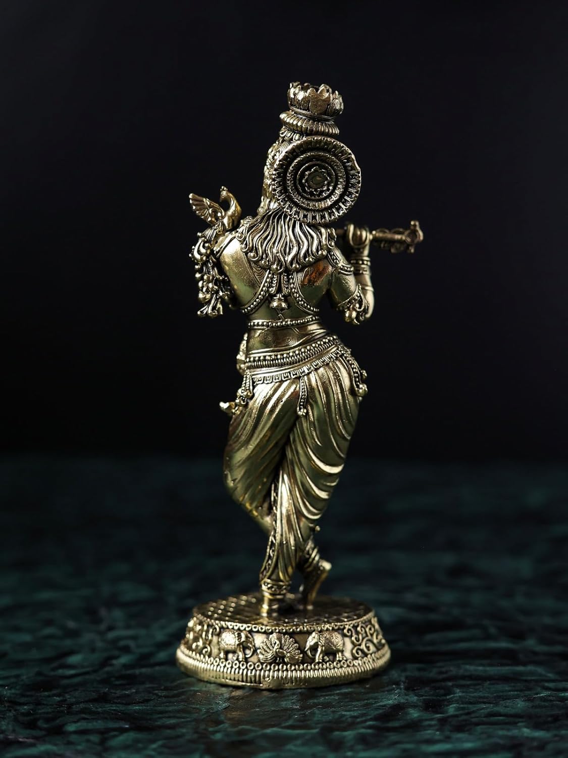 Lord Krishna Statue Brass 25CM Krishna Bhagavan Idol for Home Temple Decor and Hindu Marriage Gift