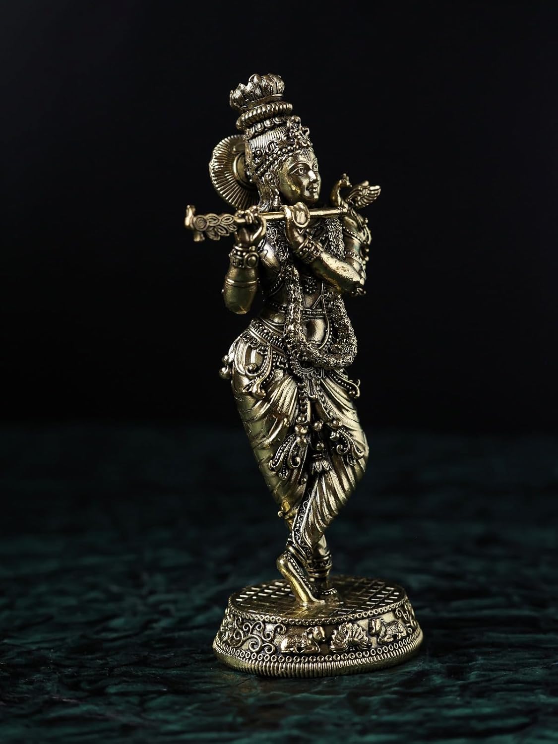 Lord Krishna Statue Brass 25CM Krishna Bhagavan Idol for Home Temple Decor and Hindu Marriage Gift