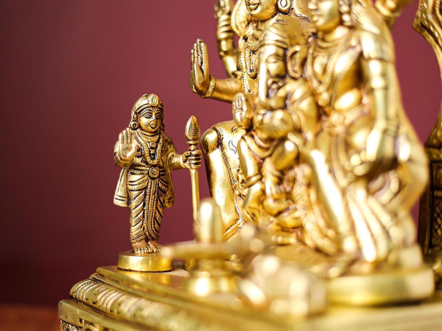 Shivaji Arts Brass Shiv Parivar Statue - 12 Inch | Lord Shiva with Parvati, Ganesh, Kartikeya, Nandi and Shivling | Hindu Family Deity | Shiva Family Statue | Pack of 1 | Housewarming Gift.