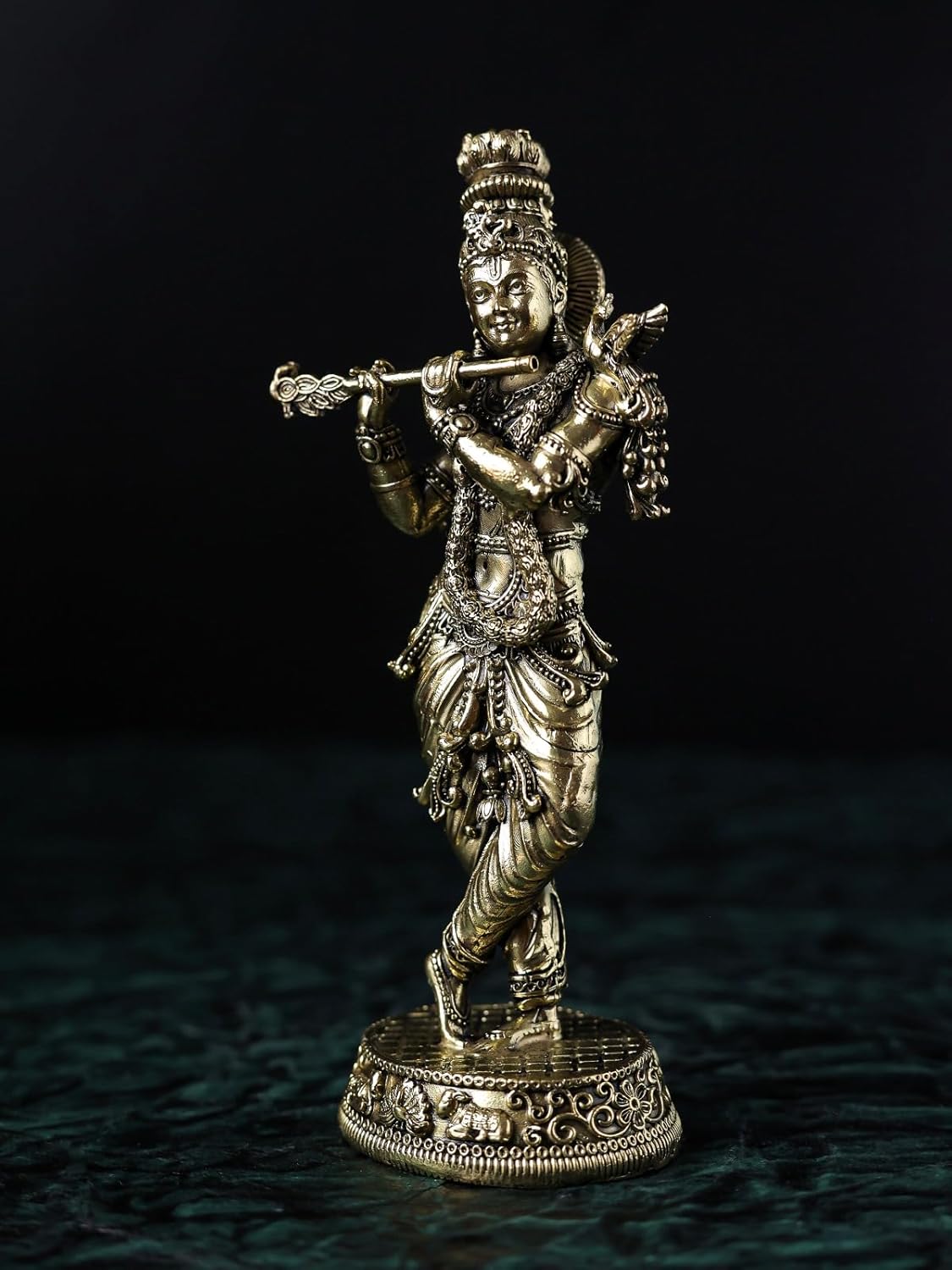 Lord Krishna Statue Brass 25CM Krishna Bhagavan Idol for Home Temple Decor and Hindu Marriage Gift