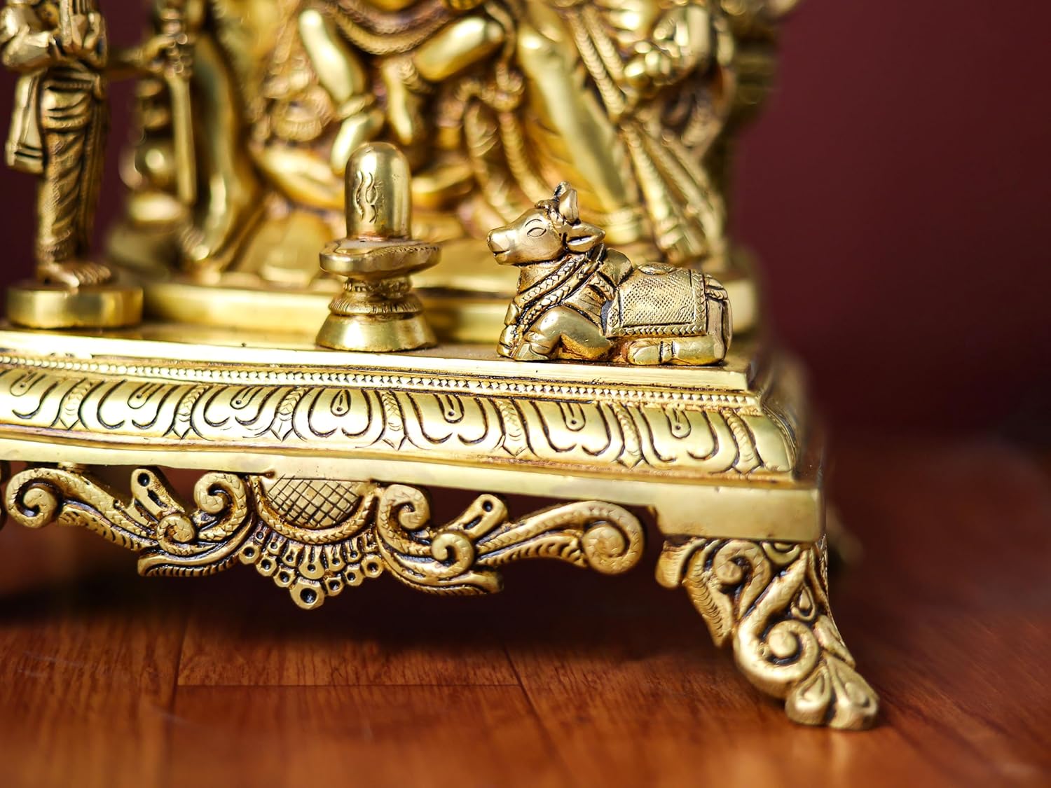 Shivaji Arts Brass Shiv Parivar Statue - 12 Inch | Lord Shiva with Parvati, Ganesh, Kartikeya, Nandi and Shivling | Hindu Family Deity | Shiva Family Statue | Pack of 1 | Housewarming Gift.