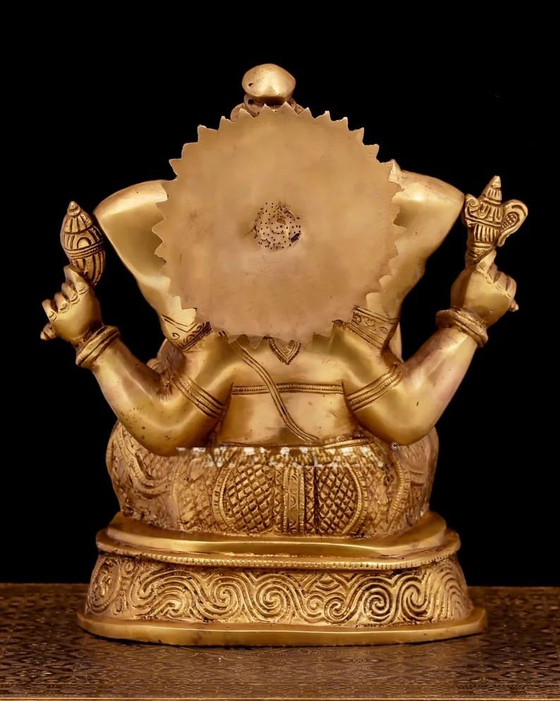 Brass Ganesha Statue - 28CM Large Ganesh Idol - Traditional Ganesh Murti Showpiece for Home Decor and Gifts Ganapathi Idol, Ashtavinayaka, Good Luck Gift for New Beginnings, Housewarming Gift