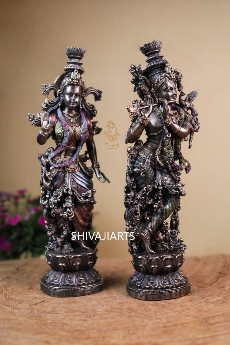 Radha Krishna Statue Bonded Bronze 15 Inch