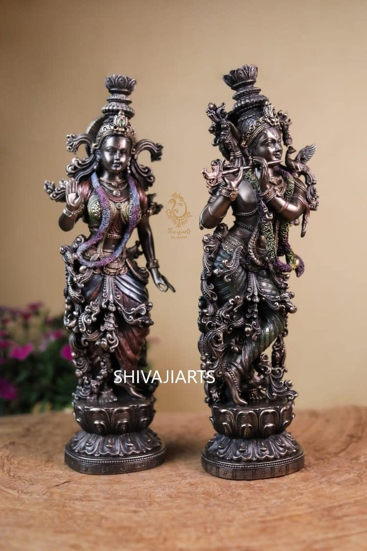 Radha Krishna Statue Bonded Bronze 15 Inch