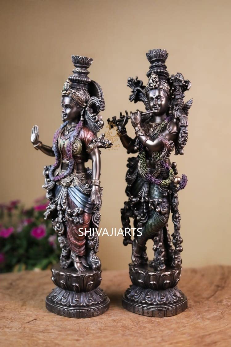 Radha Krishna Statue Bonded Bronze 15 Inch