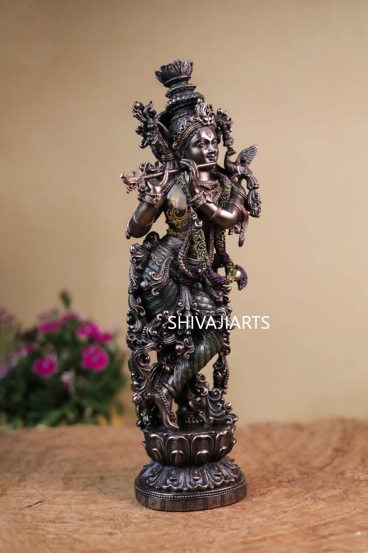 Krishna Statue Bonded Bronze 15 Inch