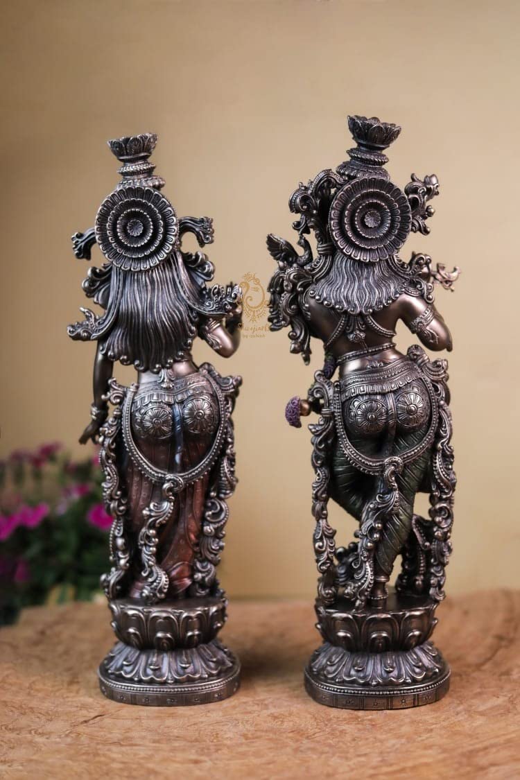 Radha Krishna Statue Bonded Bronze 15 Inch