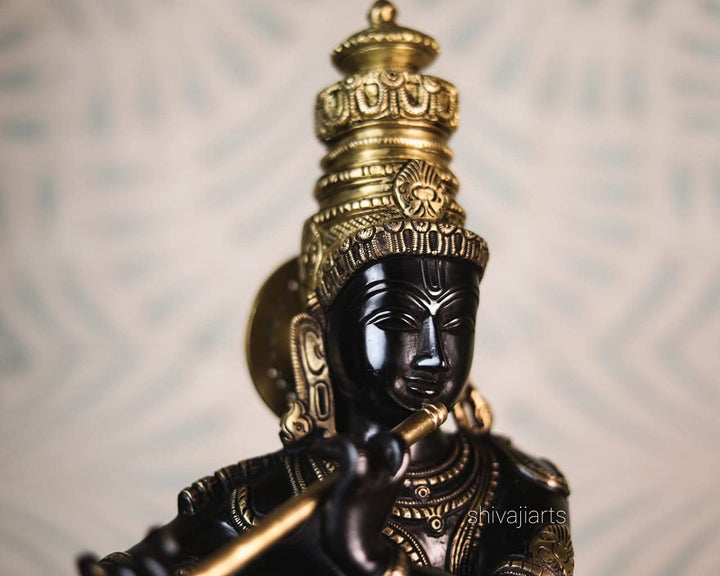 Lord Krishna Brass Statue – 60 CM Large Idol for Home Temple & Yoga Studio Decor