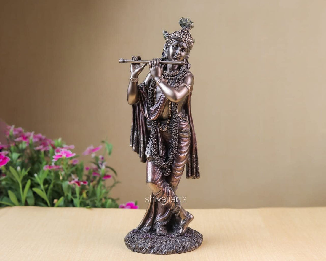 Lord Krishna Statue Bonded Bronze 10 Inch