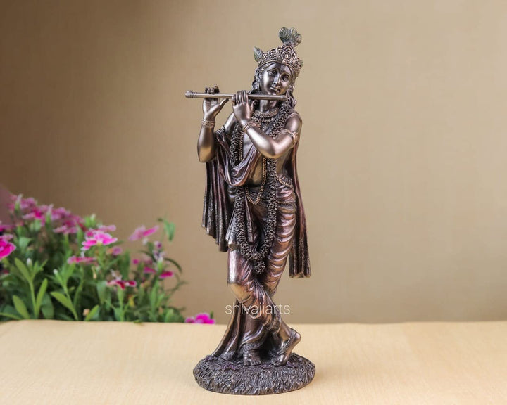 Lord Krishna Statue Bonded Bronze 10 Inch