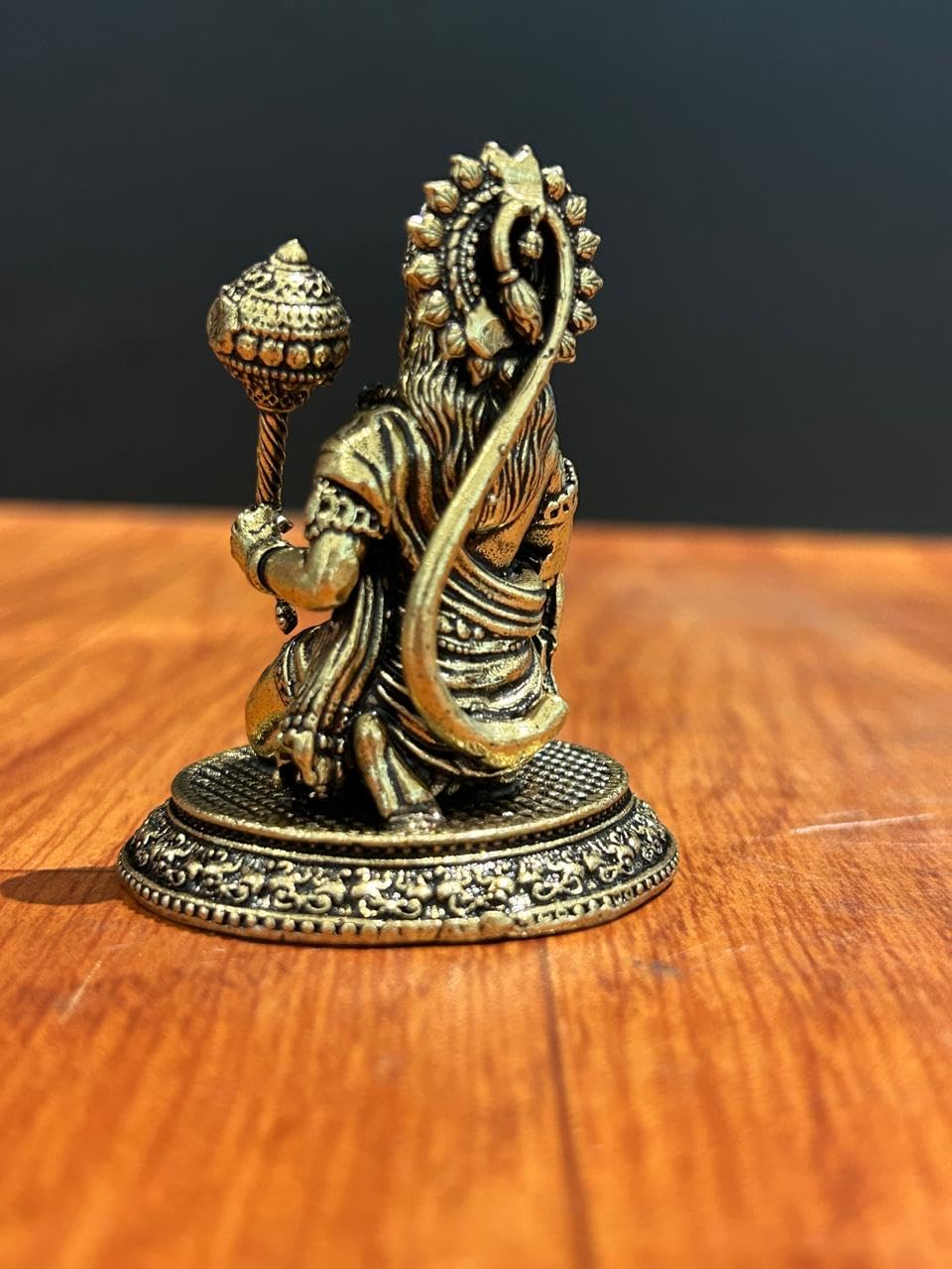 Premium Brass Sitting Hanuman Statue – 6 CM Intricately Crafted Blessing Bajrangbali Idol for Strength & Protection Monkey God Statue with Mace | Home Decor | Housewarming Gift | Car Dashboard Item