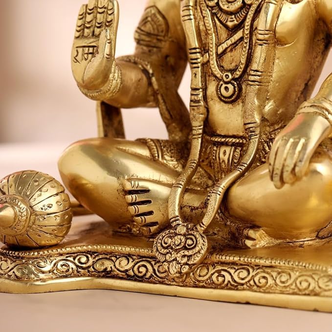 Brass Lord Hanuman Statue 24 cm Bajrangbali Idol | Ram Bhakat Hanuman | God of Strength and Devotion | Diwali Gift | Home Decor | Table top Decor | Pooja Room Decor.