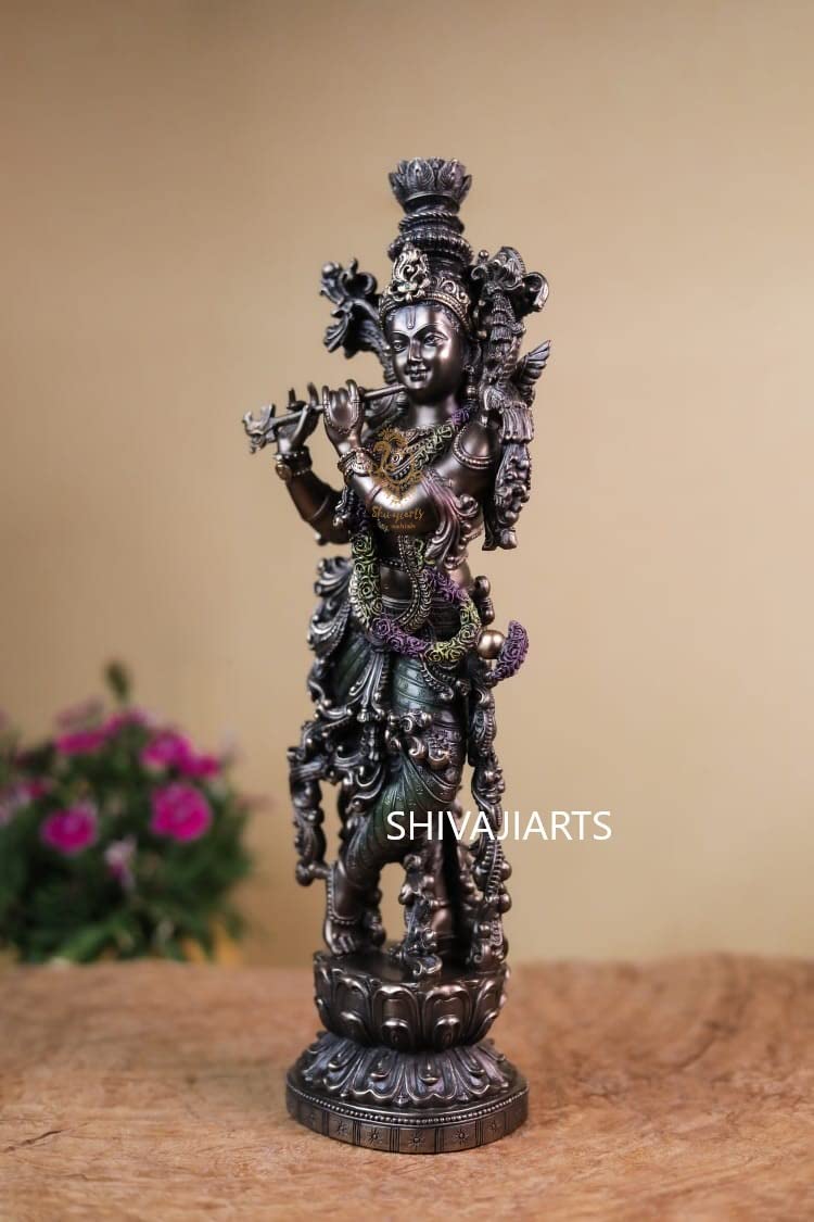Krishna Statue Bonded Bronze 15 Inch