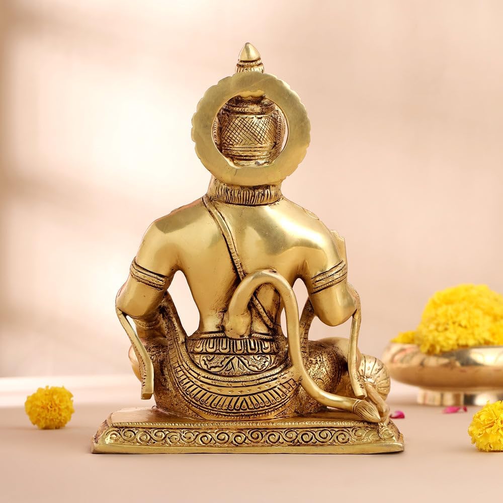 Brass Lord Hanuman Statue 24 cm Bajrangbali Idol | Ram Bhakat Hanuman | God of Strength and Devotion | Diwali Gift | Home Decor | Table top Decor | Pooja Room Decor.