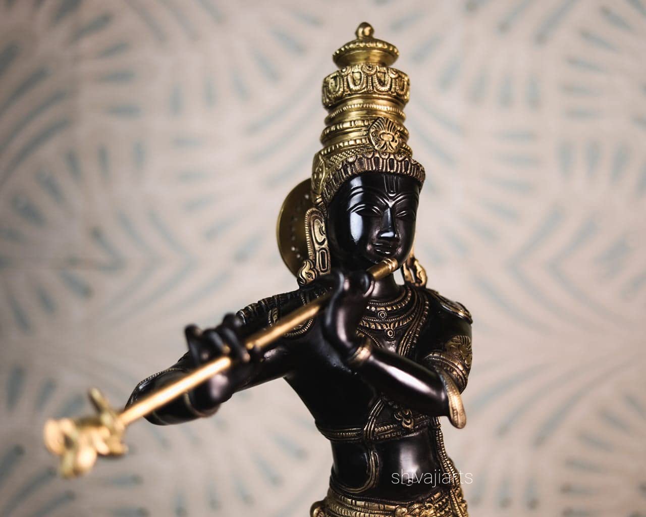 Lord Krishna Brass Statue – 60 CM Large Idol for Home Temple & Yoga Studio Decor