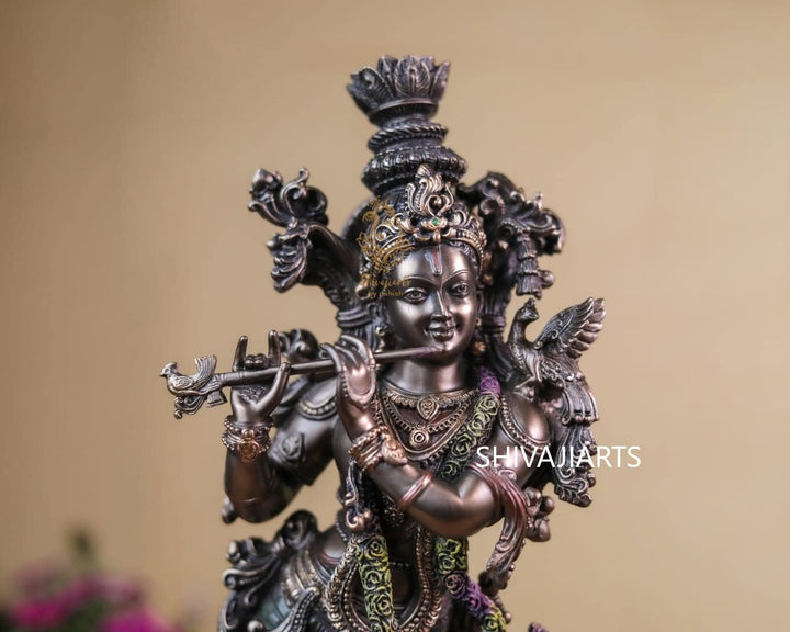 Krishna Statue Bonded Bronze 15 Inch