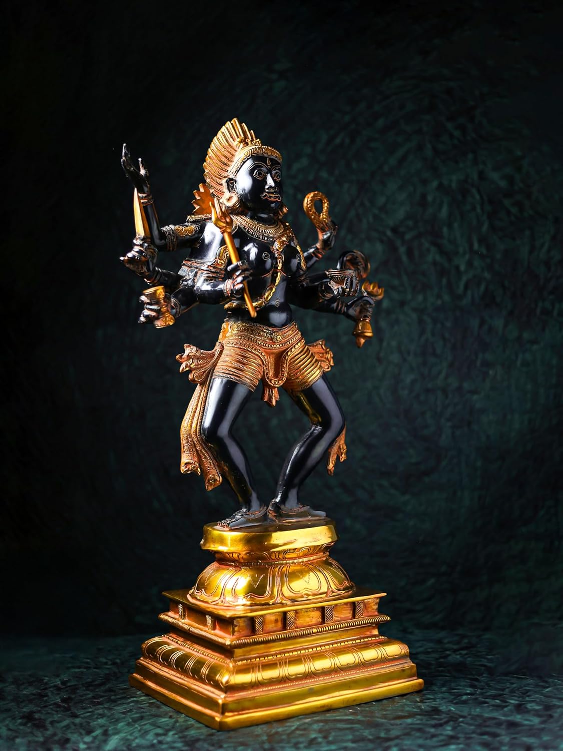 Shivaji Arts Kali Statue - 59 CM Pure Brass Antique Black and Gold Finish Ma Kali Idol, Goddess of Destruction, Power & Creation