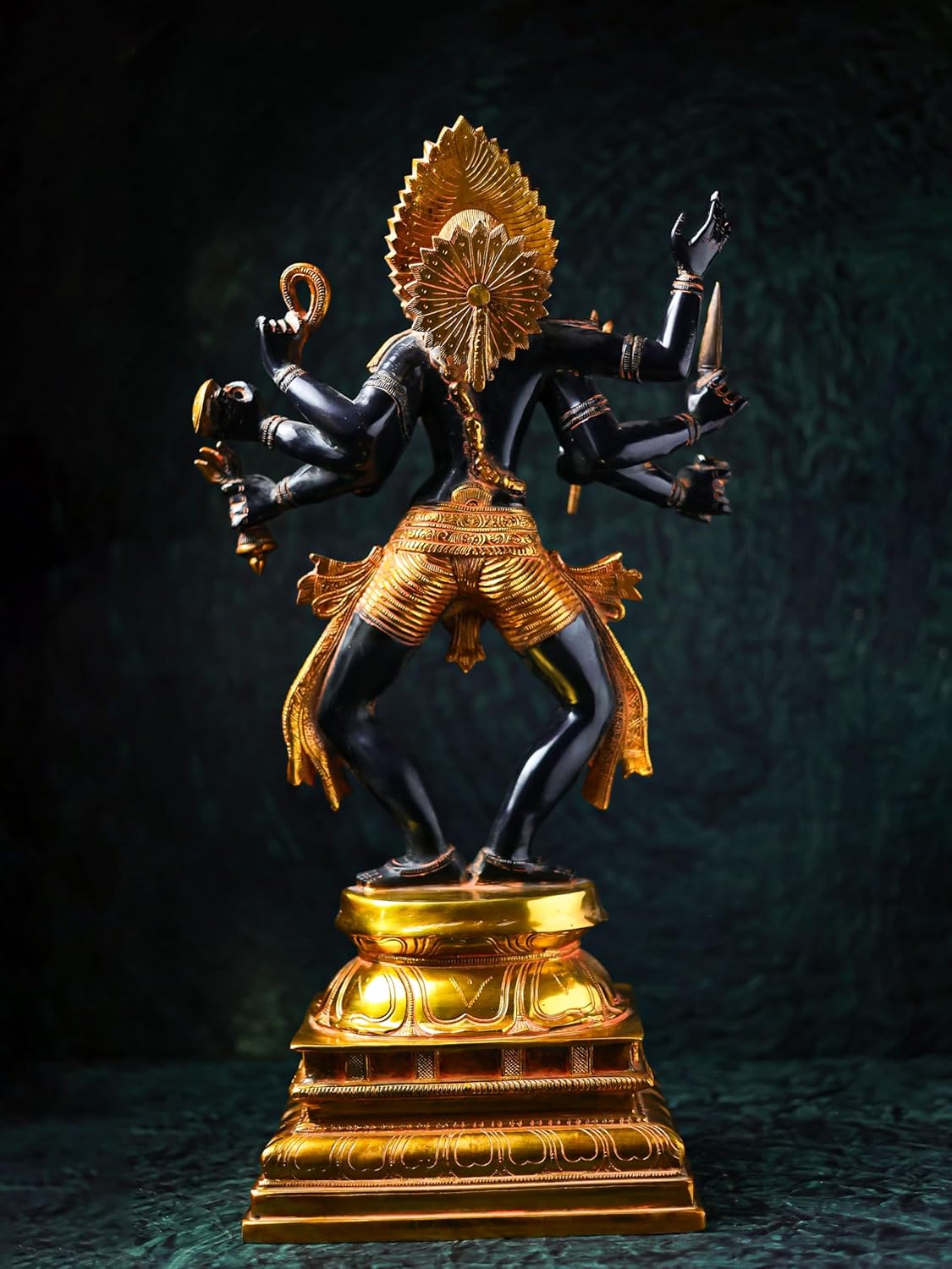 Shivaji Arts Kali Statue - 59 CM Pure Brass Antique Black and Gold Finish Ma Kali Idol, Goddess of Destruction, Power & Creation