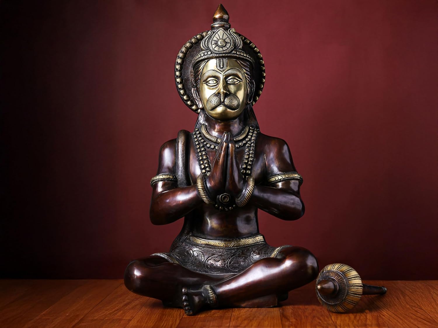 Brass Lord Hanuman Statue in 2 Tone 47 cm Bajrangbali Idol | Ram Bhakat Hanuman | God of Strength and Devotion | Diwali Gift | Home Decor | Table top Decor | Pooja Room Decor.