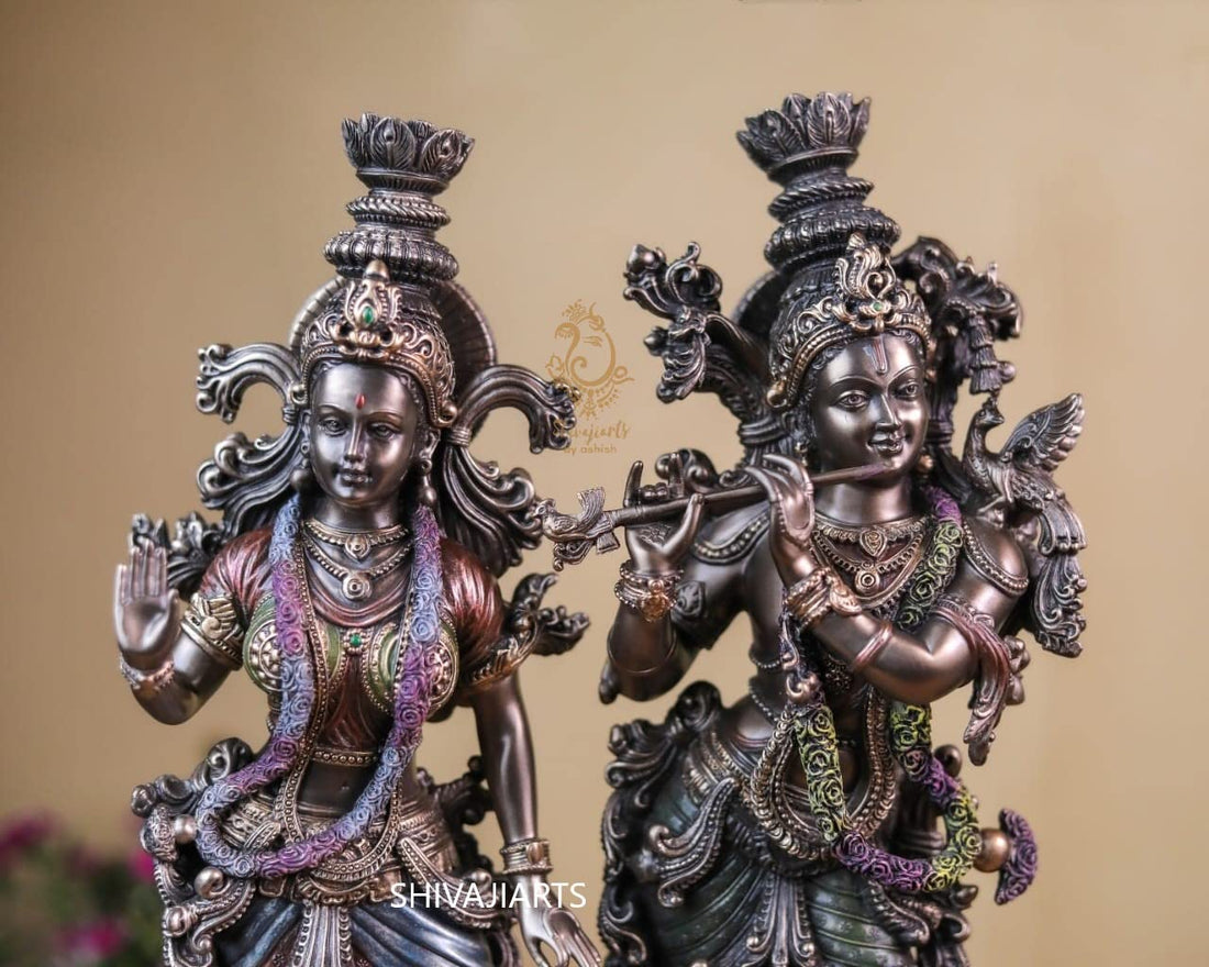 Radha Krishna Statue Bonded Bronze 15 Inch