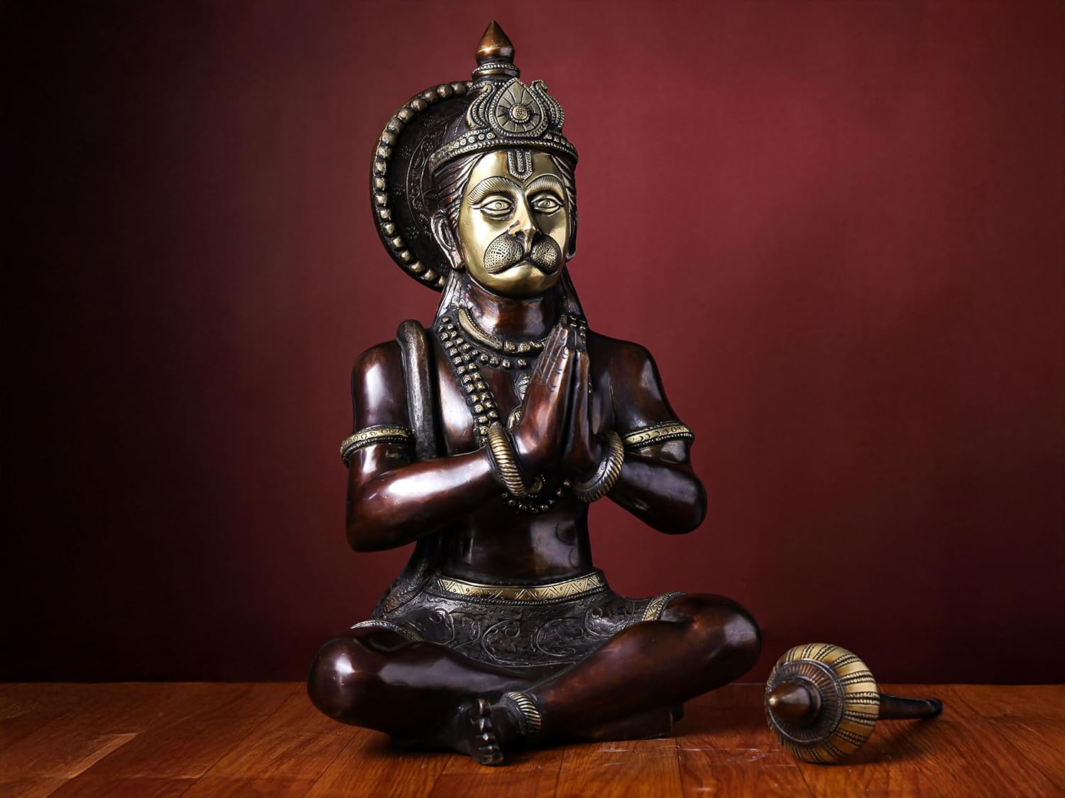 Brass Lord Hanuman Statue in 2 Tone 47 cm Bajrangbali Idol | Ram Bhakat Hanuman | God of Strength and Devotion | Diwali Gift | Home Decor | Table top Decor | Pooja Room Decor.