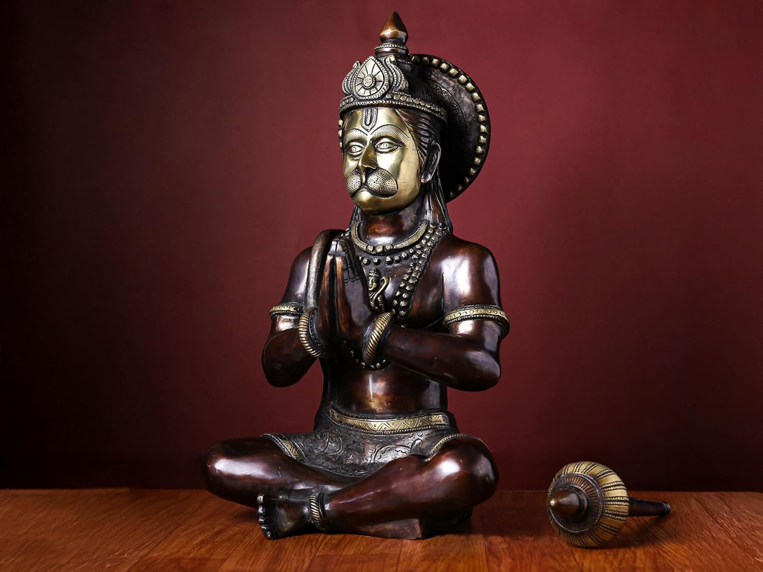 Brass Lord Hanuman Statue in 2 Tone 47 cm Bajrangbali Idol | Ram Bhakat Hanuman | God of Strength and Devotion | Diwali Gift | Home Decor | Table top Decor | Pooja Room Decor.