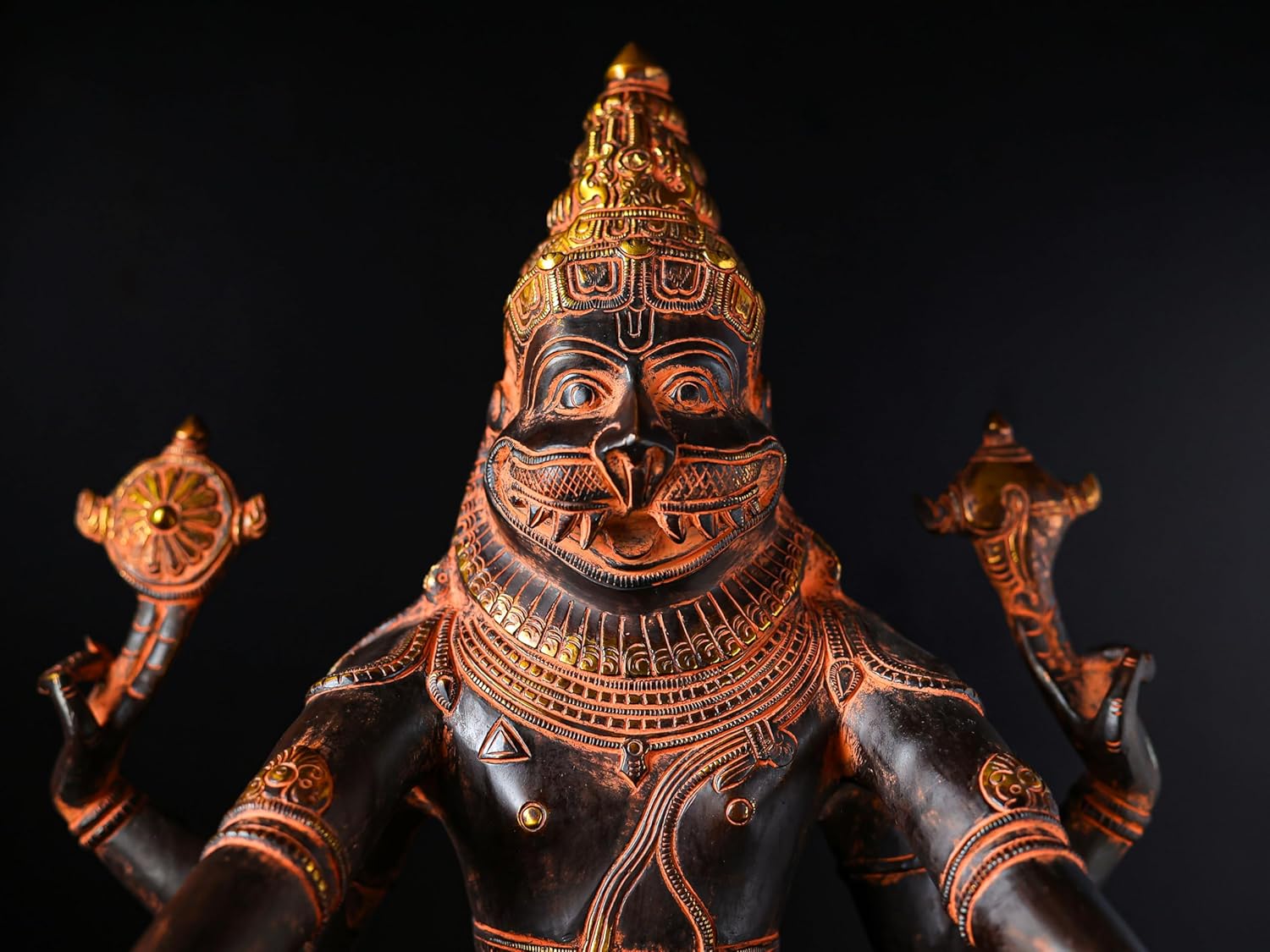 Shivaji Arts Yogi Narasimha Statue, 19.8 Inch, Antique Brass Vishnu Narayan Avatar, God of Moksha, Goddess of Wealth, Narasimha Bhagwan, Narsimha | Yogi Narasimha for Home Altar Decor.