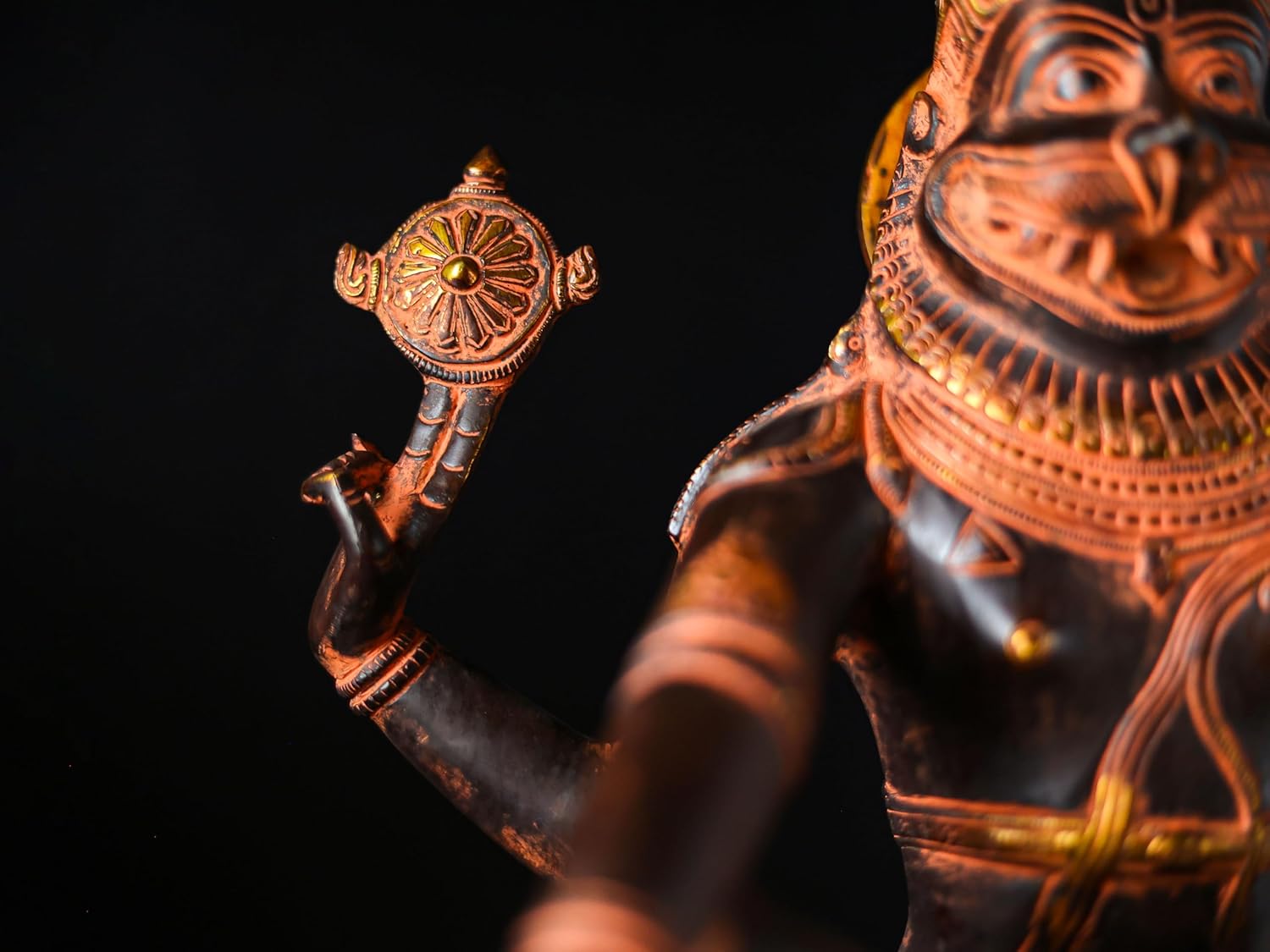 Shivaji Arts Yogi Narasimha Statue, 19.8 Inch, Antique Brass Vishnu Narayan Avatar, God of Moksha, Goddess of Wealth, Narasimha Bhagwan, Narsimha | Yogi Narasimha for Home Altar Decor.