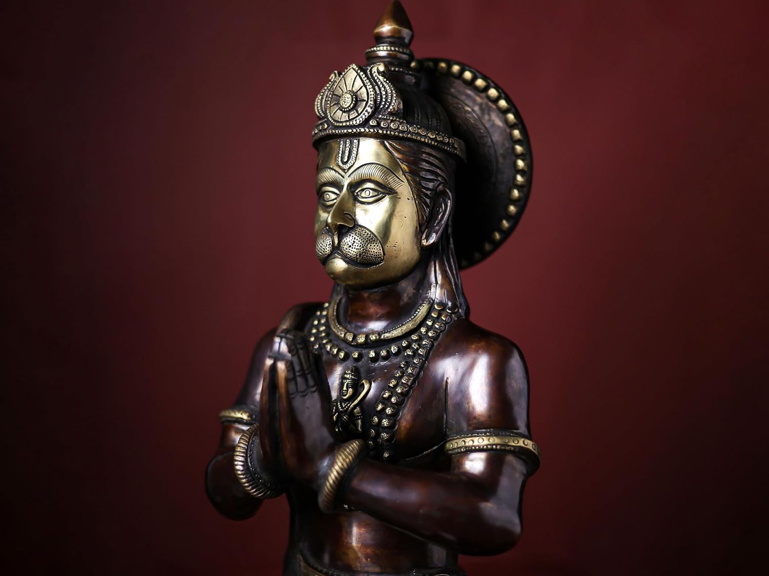 Brass Lord Hanuman Statue in 2 Tone 47 cm Bajrangbali Idol | Ram Bhakat Hanuman | God of Strength and Devotion | Diwali Gift | Home Decor | Table top Decor | Pooja Room Decor.